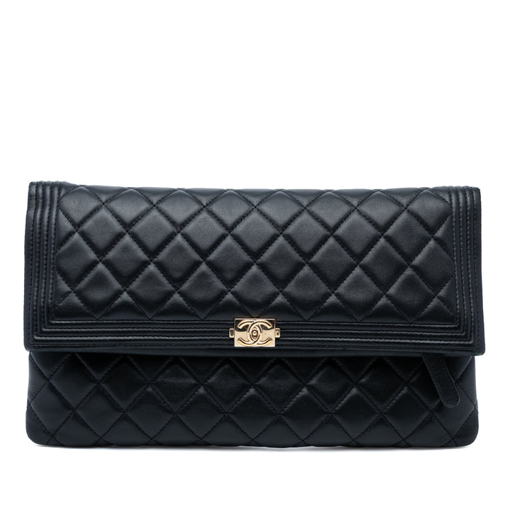 Chanel Matelassé Cuir d’agneau Boy Foldover Pochette