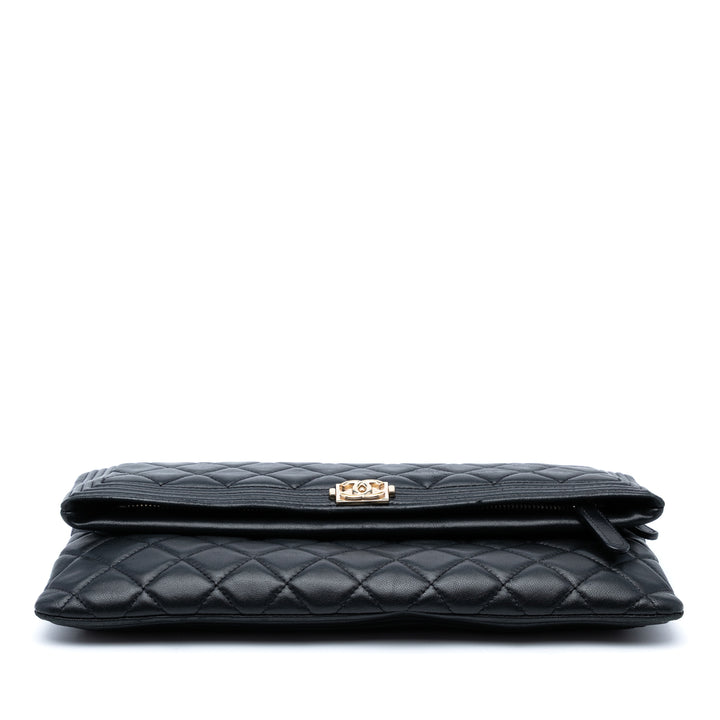 Chanel Matelassé Cuir d’agneau Boy Foldover Pochette