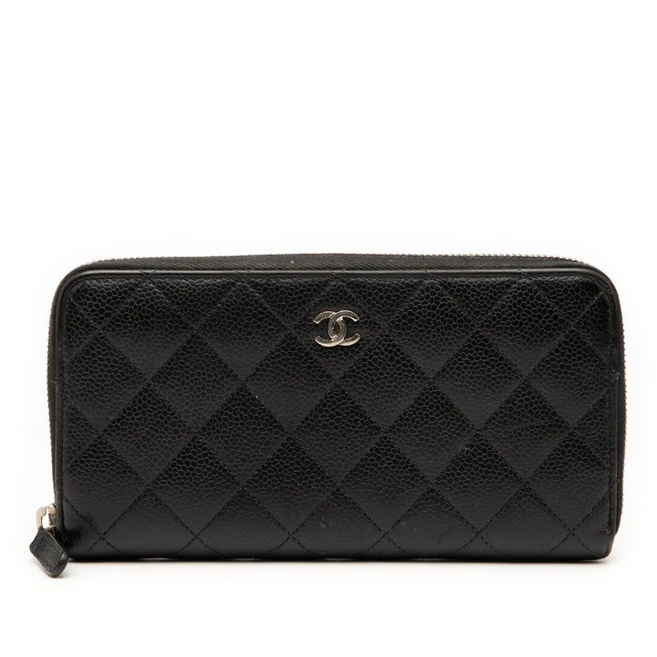 Chanel CC Matelassé Caviar Portefeuille long zippé