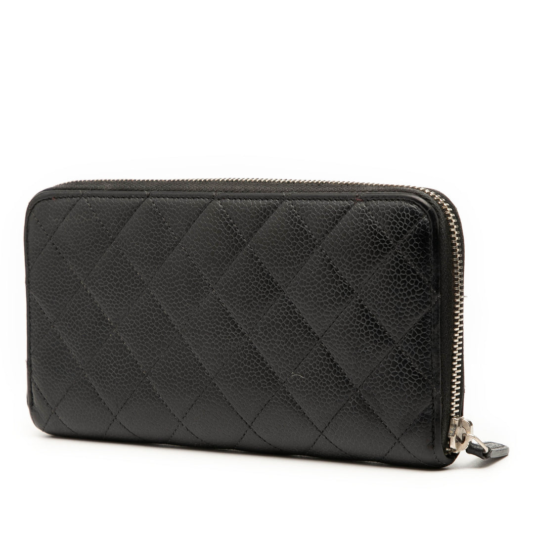 Chanel CC Matelassé Caviar Portefeuille long zippé