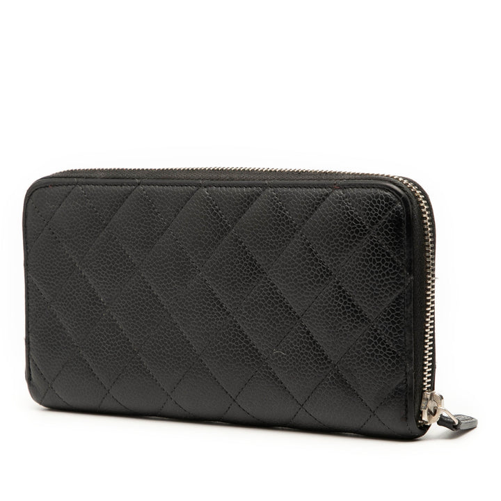 Chanel CC Matelassé Caviar Portefeuille long zippé