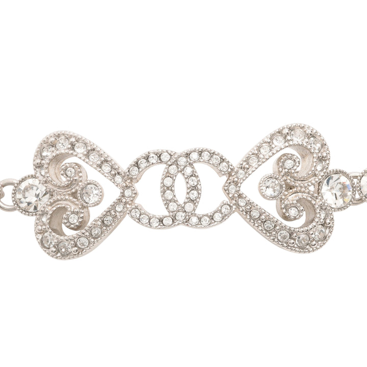 Chanel Doré Plated Crystal Hearts Choker Collier Doré