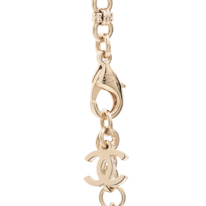 Chanel Doré Plated Crystal Hearts Choker Collier Doré