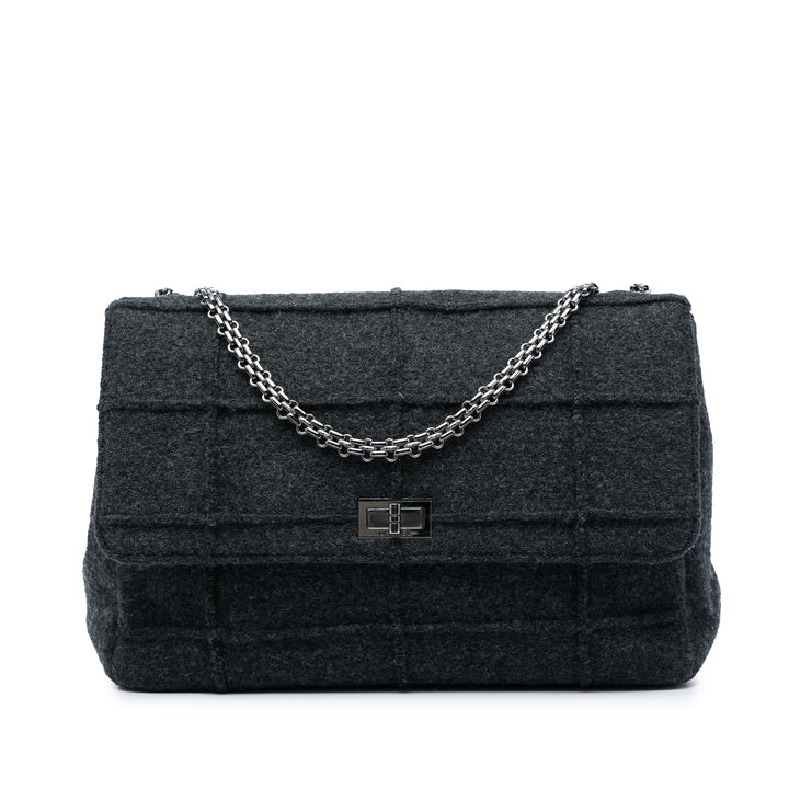 Chanel Identification Chocolate Bar Felt Reissue 2.55 à rabat Jumbo Laine