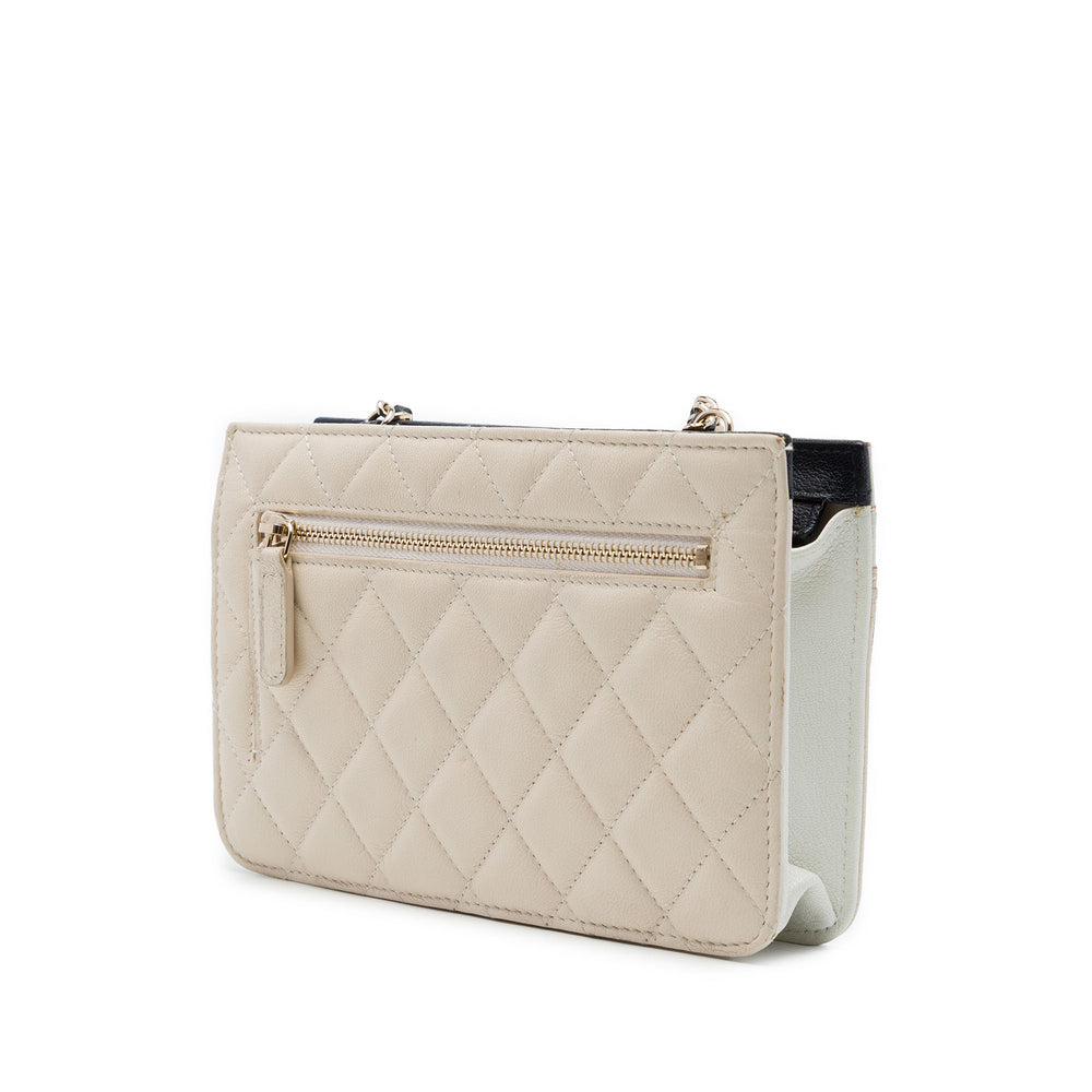 Chanel CC Tricolore Matelassé Multi Poche Wallet on Chain Cuir de chèvre Marron – vue 2 – GABY PARIS