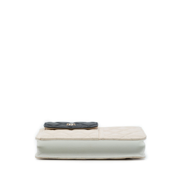 Chanel CC Tricolore Matelassé Multi Poche Wallet on Chain Cuir de chèvre Marron – vue 3 – GABY PARIS