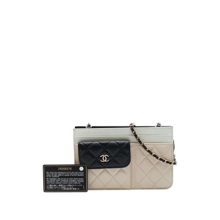 Chanel CC Tricolore Matelassé Multi Poche Wallet on Chain Cuir de chèvre Marron – vue 7 – GABY PARIS
