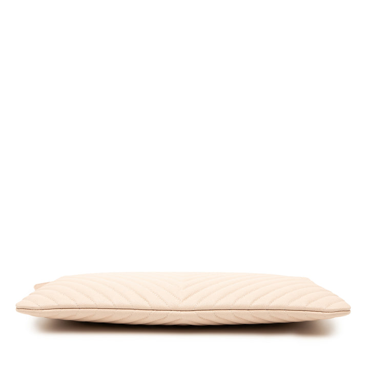 Chanel Large Matelassé Caviar Chevron O Étui Zip Pochette – GABY PARIS Authentique