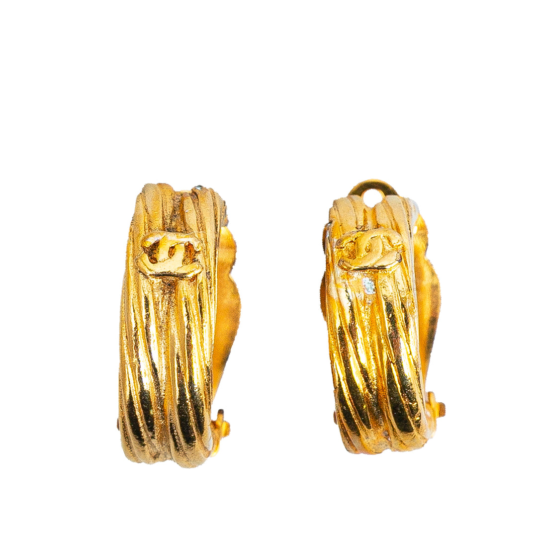 Gold Plated CC Hoop Clip on Earrings Gold - Gaby Paris