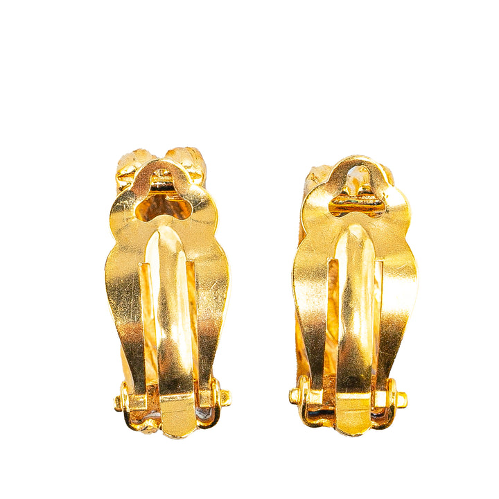 Gold Plated CC Hoop Clip on Earrings Gold - Gaby Paris