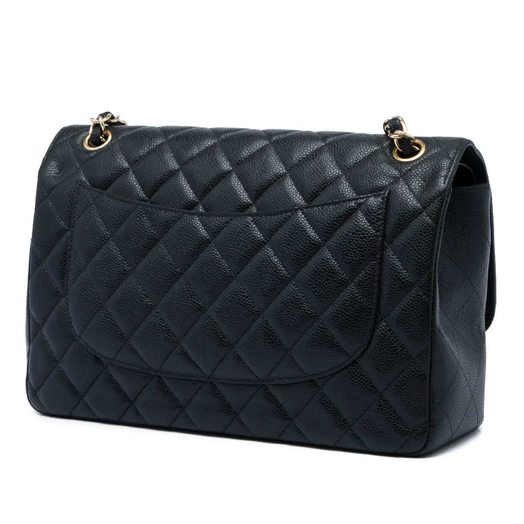 Chanel Classic Double rabat Jumbo Cuir caviar Noir