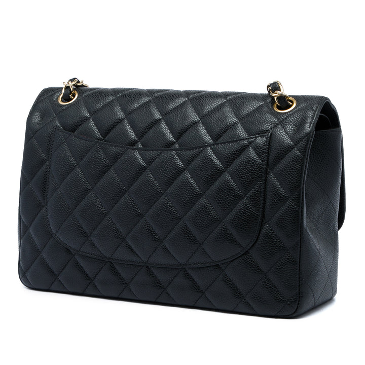 Chanel Classic Double rabat Jumbo Cuir caviar Noir