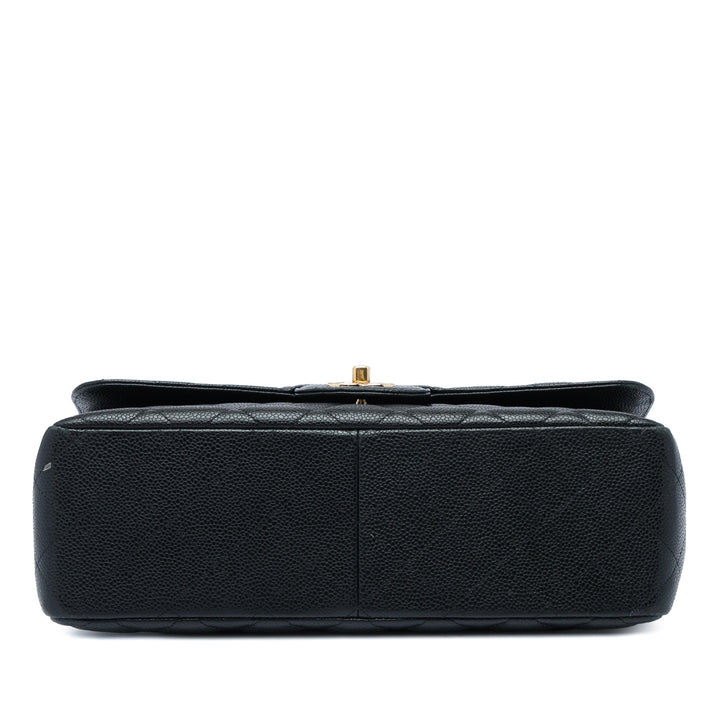 Chanel Classic Double rabat Jumbo Cuir caviar Noir