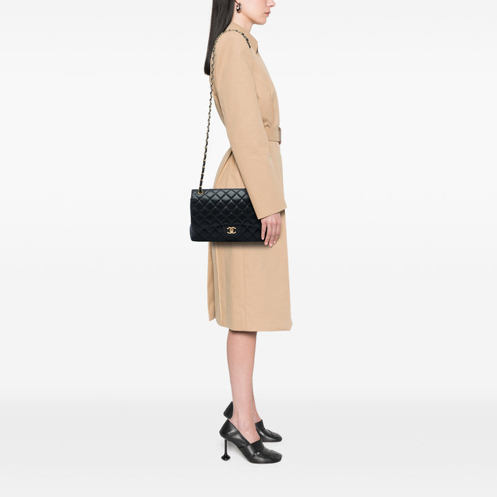 Chanel Classic Double rabat Jumbo Cuir caviar Noir