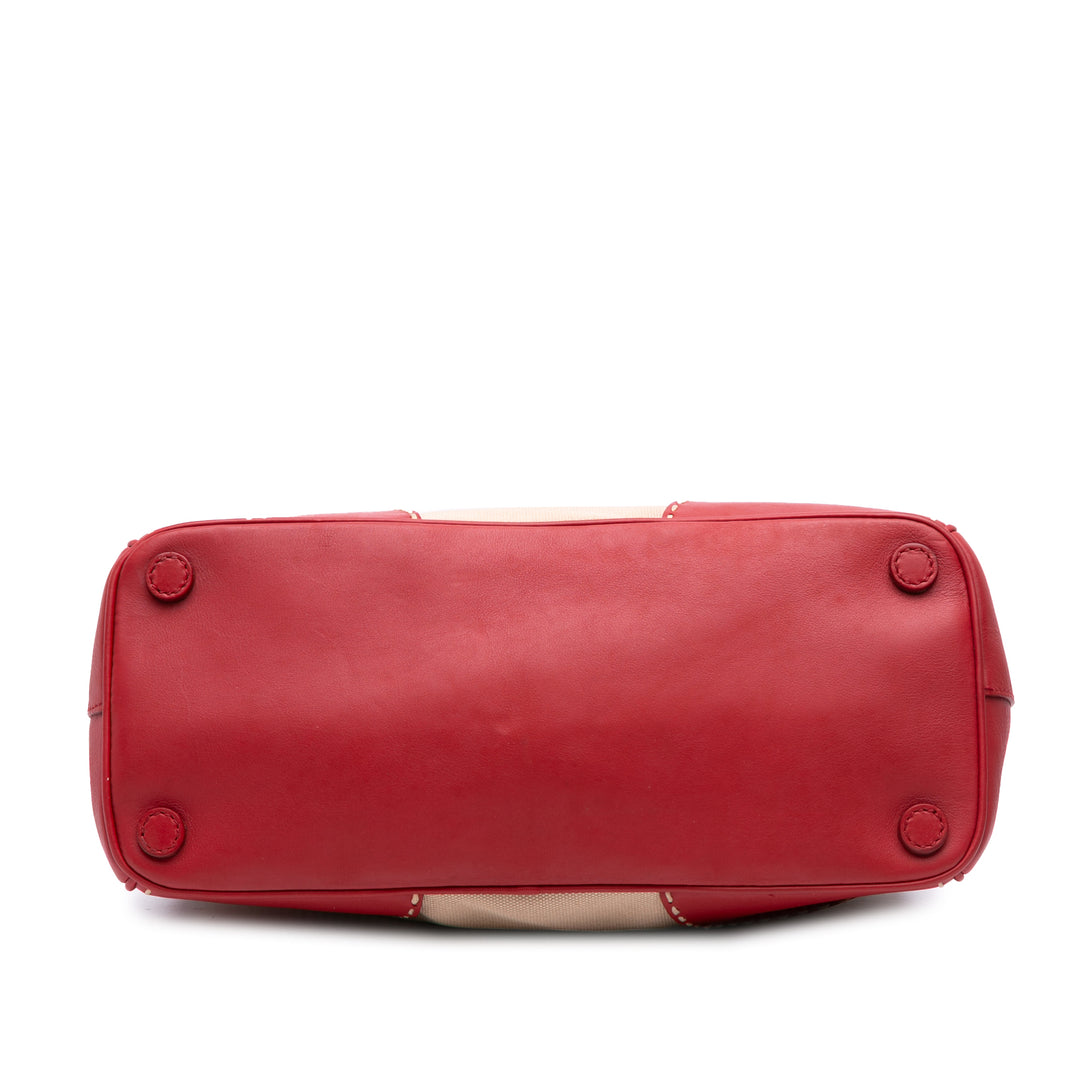 Prada Small Toile et City Veau Hand Surpiqué Galleria Double Zip Sac