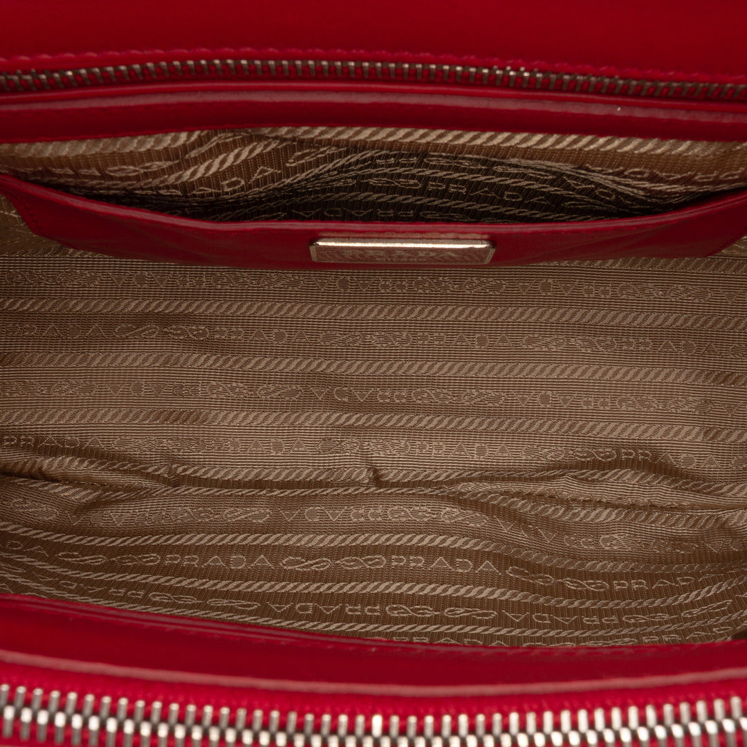 Prada Small Toile et City Veau Hand Surpiqué Galleria Double Zip Sac