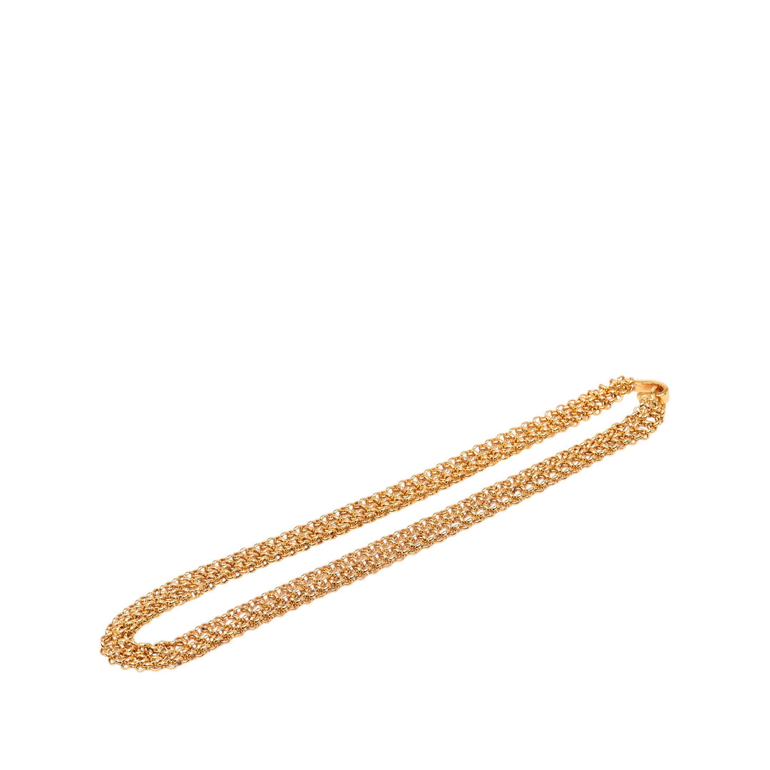 Chanel plaqué Double Chaîne Collier Métal