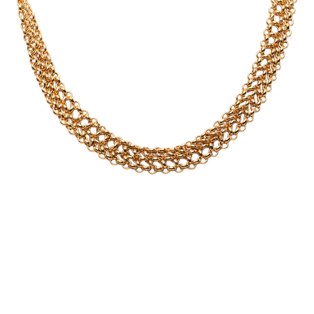 Chanel plaqué Double Chaîne Collier Métal