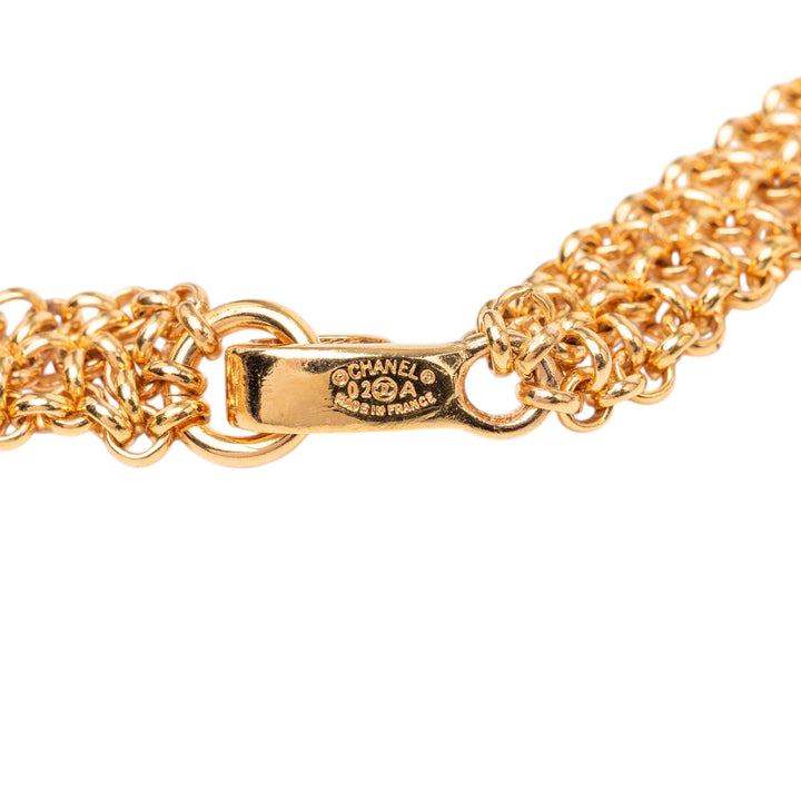 Chanel plaqué Double Chaîne Collier Métal