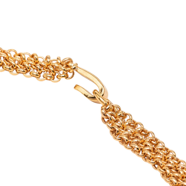 Chanel plaqué Double Chaîne Collier Métal