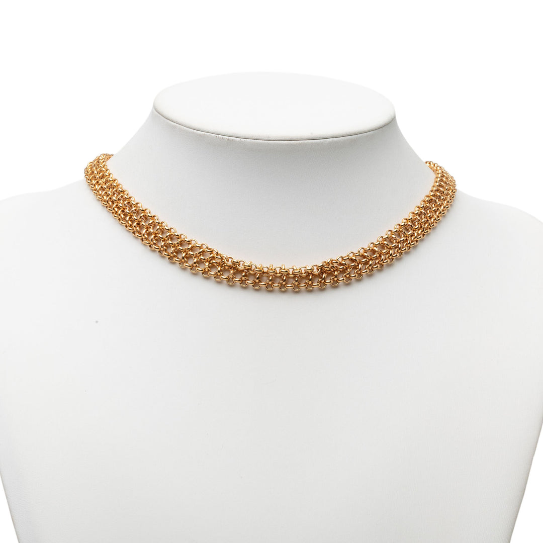 Chanel plaqué Double Chaîne Collier Métal