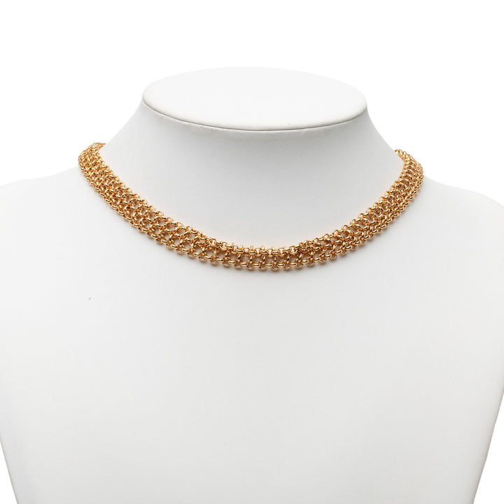 Chanel plaqué Double Chaîne Collier Métal