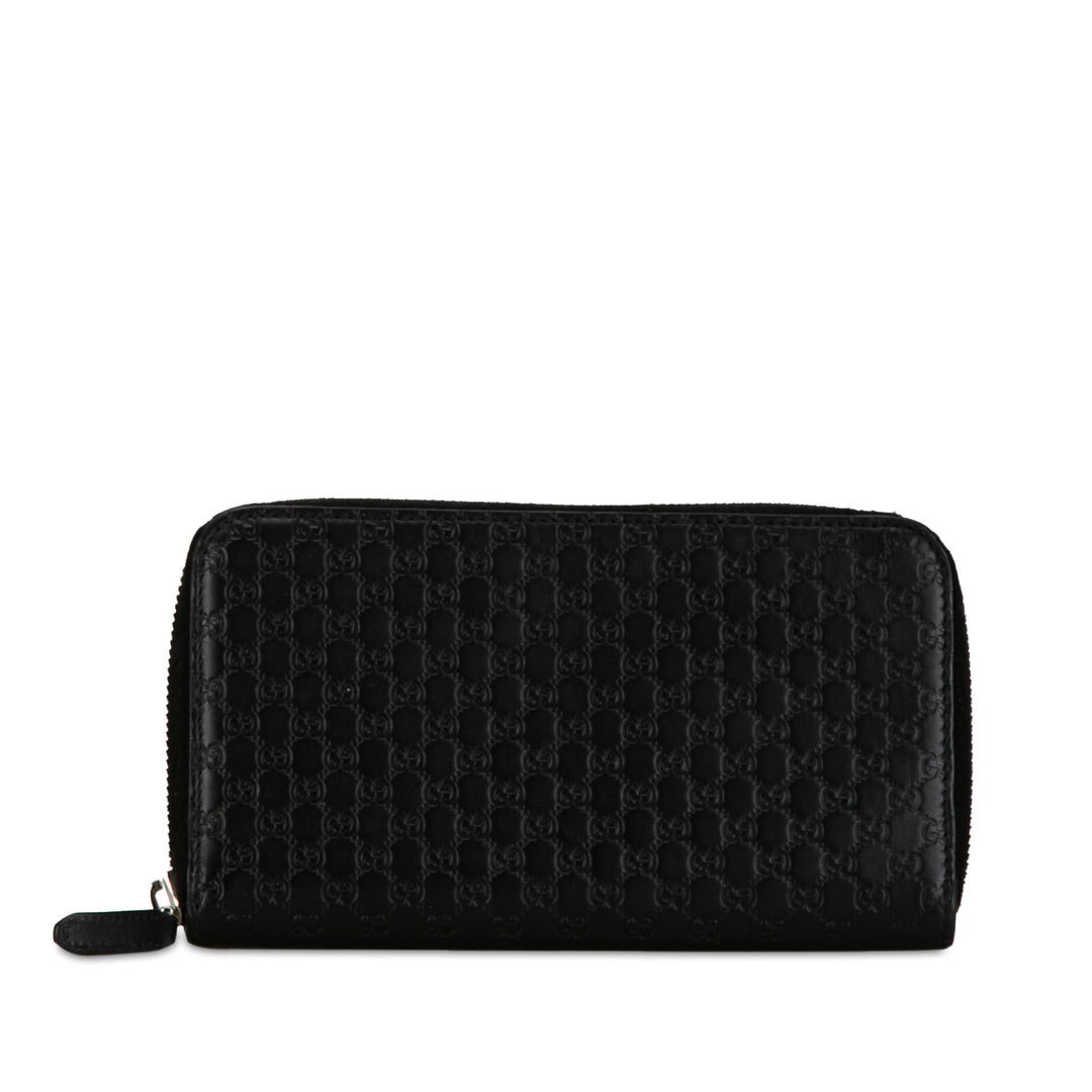 Microguccissima Zip Around Long Wallet Black - Gaby Paris