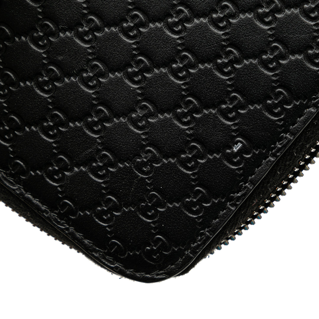 Microguccissima Zip Around Long Wallet Black - Gaby Paris