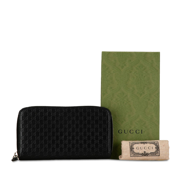 Microguccissima Zip Around Long Wallet Black - Gaby Paris