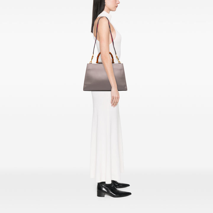 Gucci Medium Cuir Bamboo Nymphaea Sac cartable