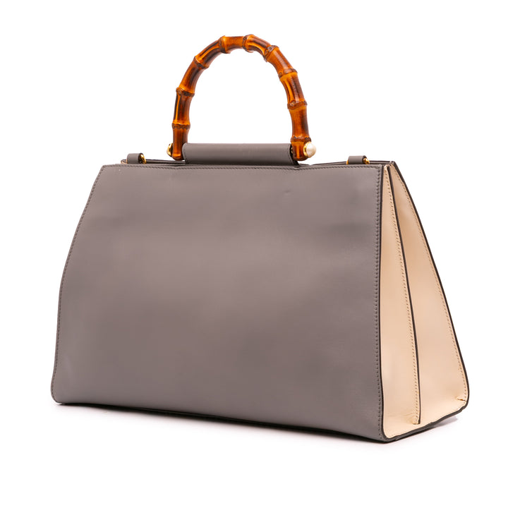 Gucci Medium Cuir Bamboo Nymphaea Sac cartable