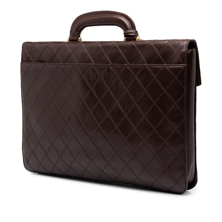 Chanel Matelassé Porte-documents Cuir d'agneau Marron – vue 2 – GABY PARIS