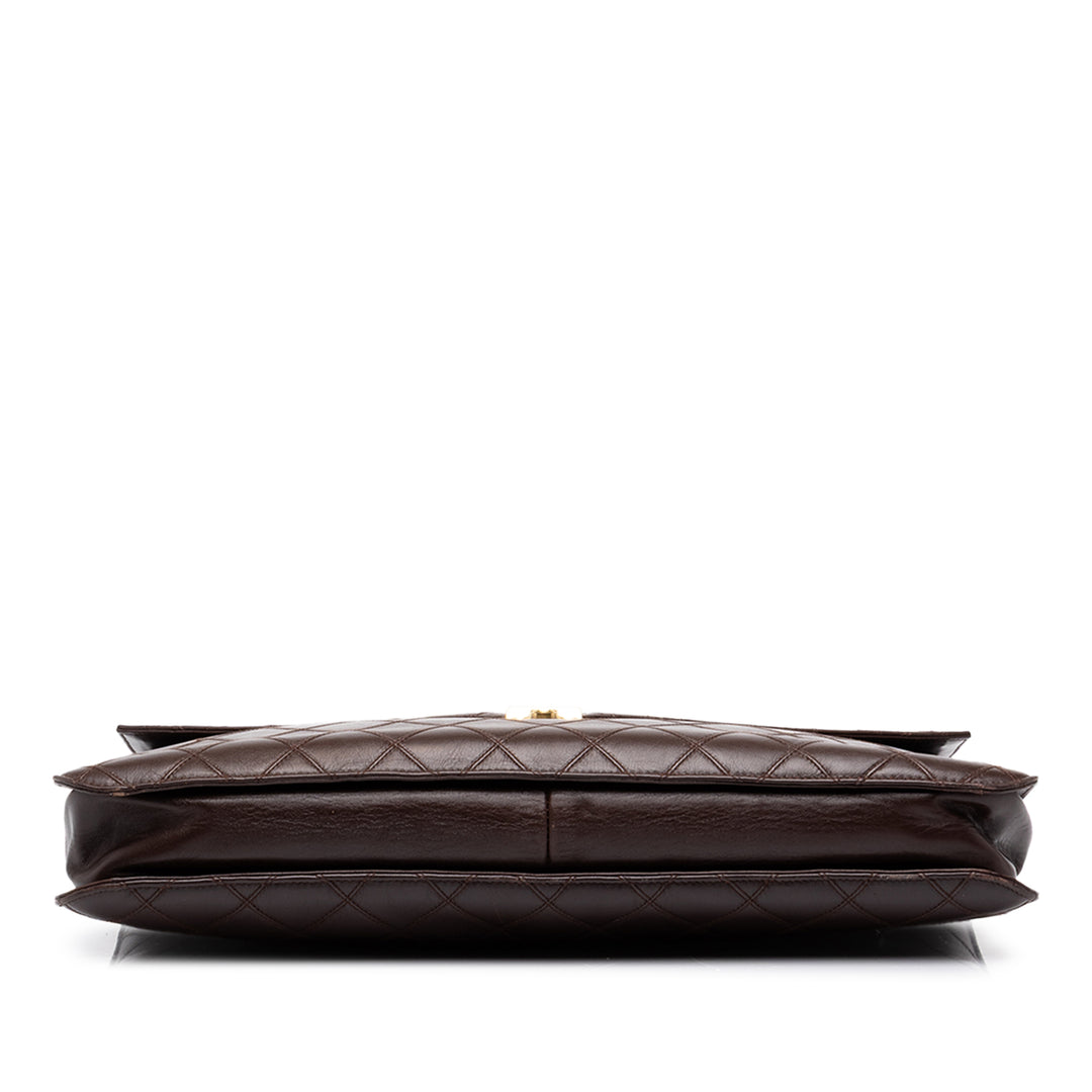 Chanel Matelassé Porte-documents Cuir d'agneau Marron – vue 3 – GABY PARIS