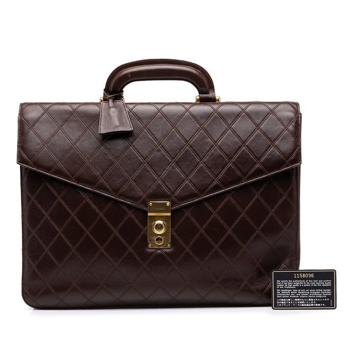 Chanel Matelassé Porte-documents Cuir d'agneau Marron – vue 7 – GABY PARIS