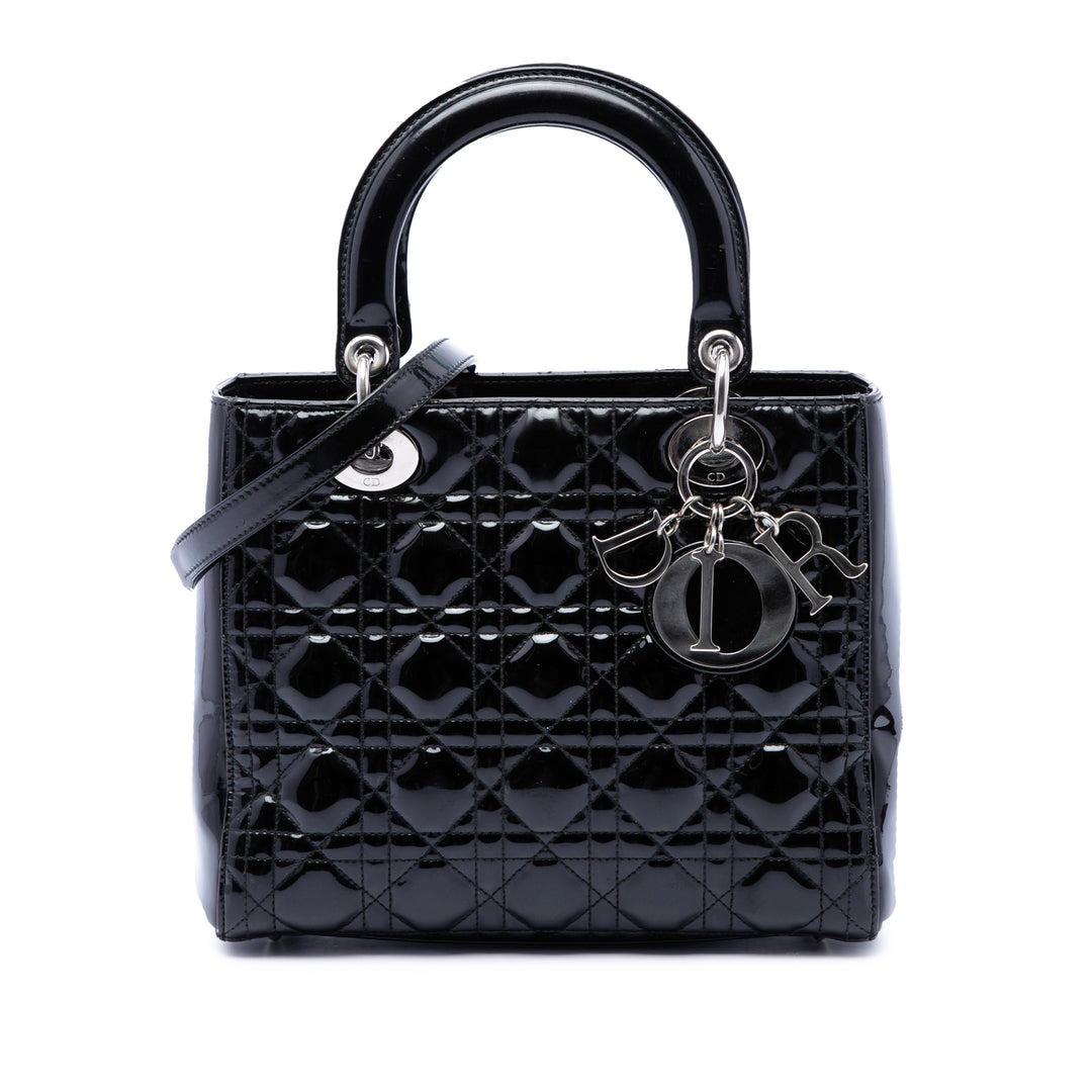 Dior Medium Cuir verni Cannage Lady Dior