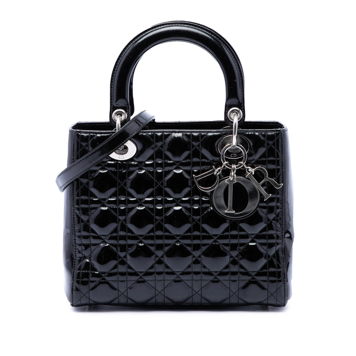 Dior Medium Cuir verni Cannage Lady Dior
