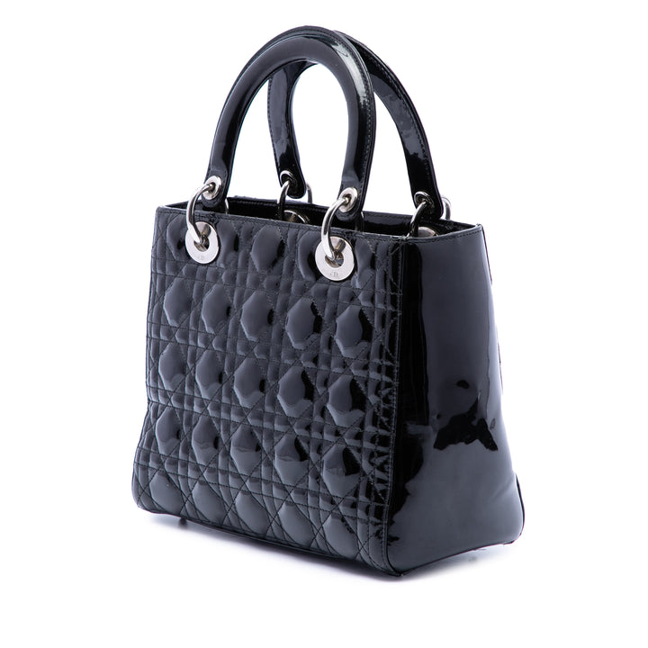 Dior Medium Cuir verni Cannage Lady Dior