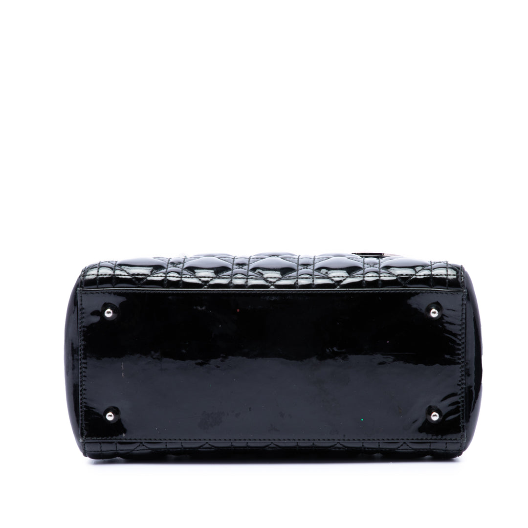 Dior Medium Cuir verni Cannage Lady Dior