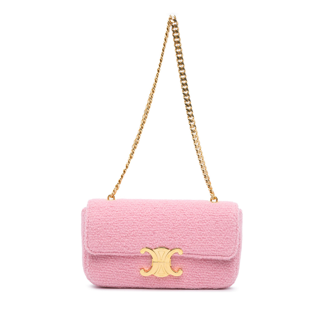 Triomphe Tweed Claude Chain Shoulder Bag Pink - Gaby Paris