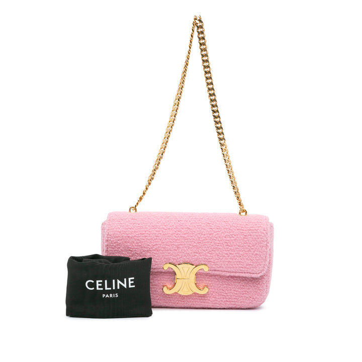 Triomphe Tweed Claude Chain Shoulder Bag Pink - Gaby Paris