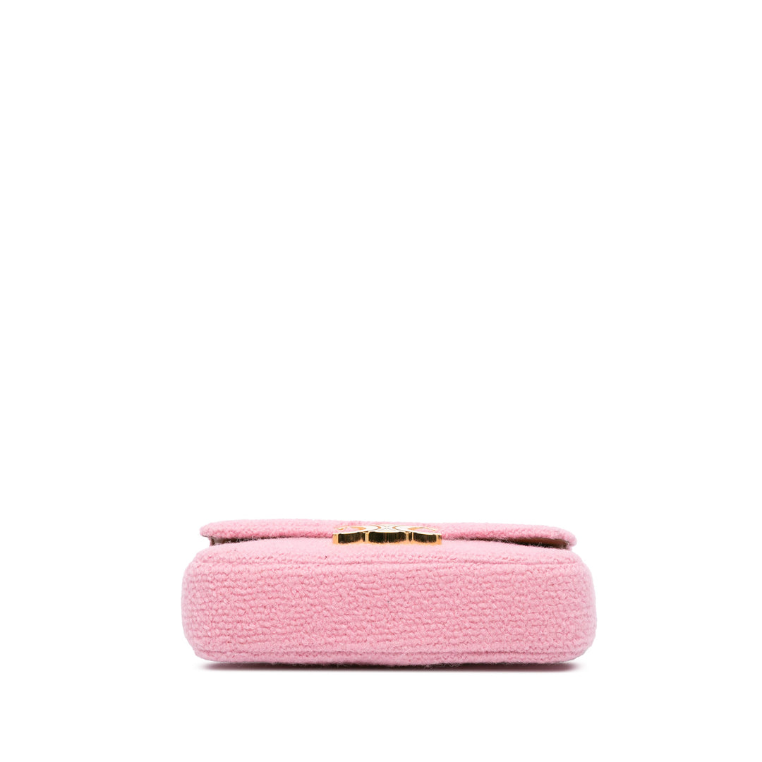 Triomphe Tweed Claude Chain Shoulder Bag Pink - Gaby Paris