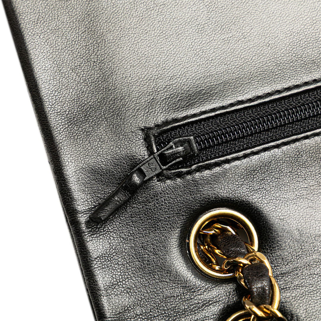 Medium Classic Lambskin Double Flap Black - Gaby Paris