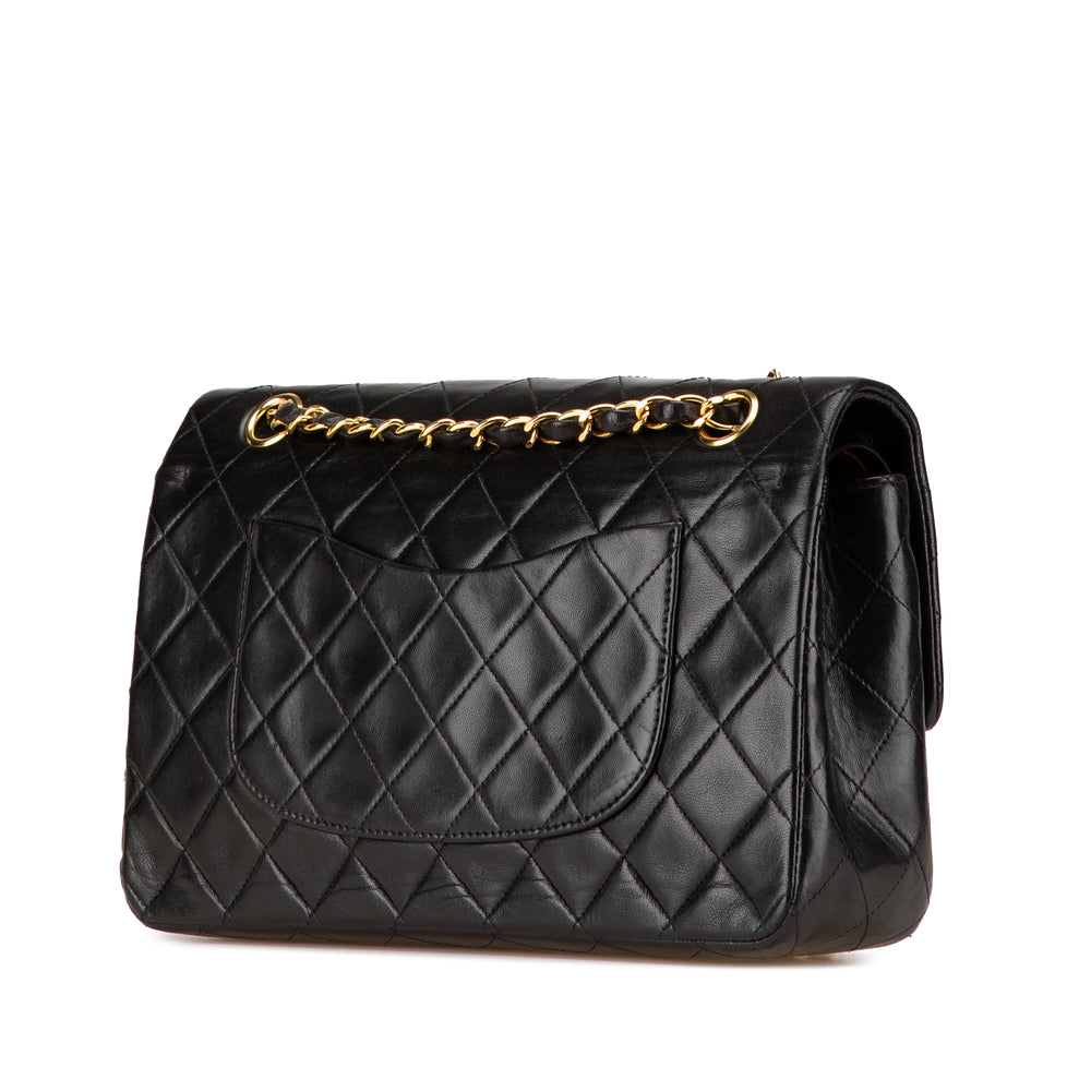Medium Classic Lambskin Double Flap Black - Gaby Paris
