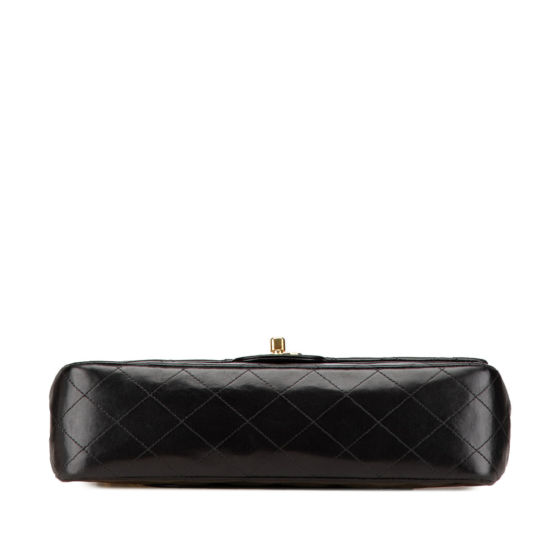Medium Classic Lambskin Double Flap Black - Gaby Paris