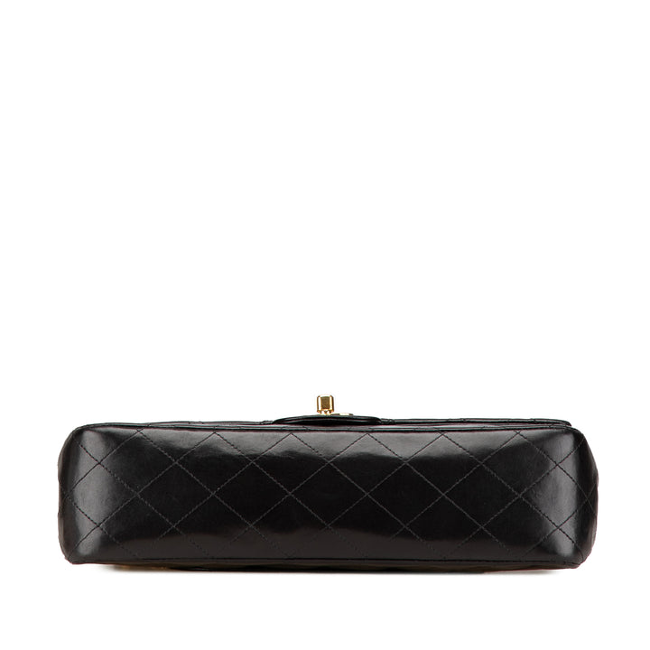 Medium Classic Lambskin Double Flap Black - Gaby Paris