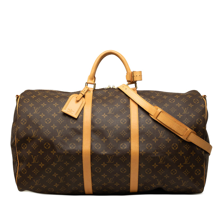 Louis Vuitton Sac de voyage Keepall Bandouliere 60 Monogram Marron – vue principale – GABY PARIS