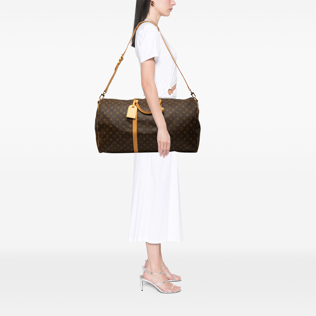 Louis Vuitton Sac de voyage Keepall Bandouliere 60 Monogram Marron – vue 6 – GABY PARIS