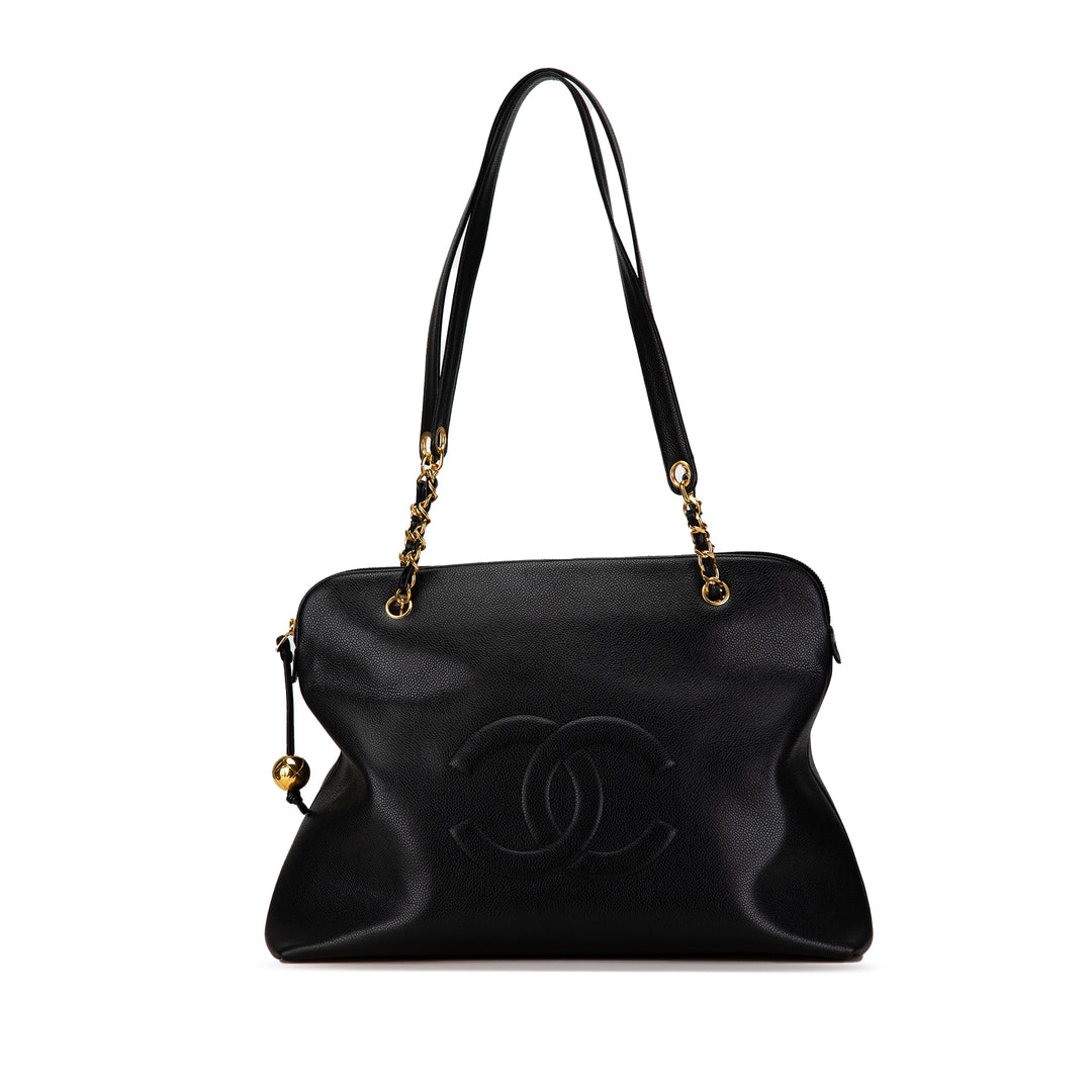 CC Caviar Shoulder Bag Black - Gaby Paris