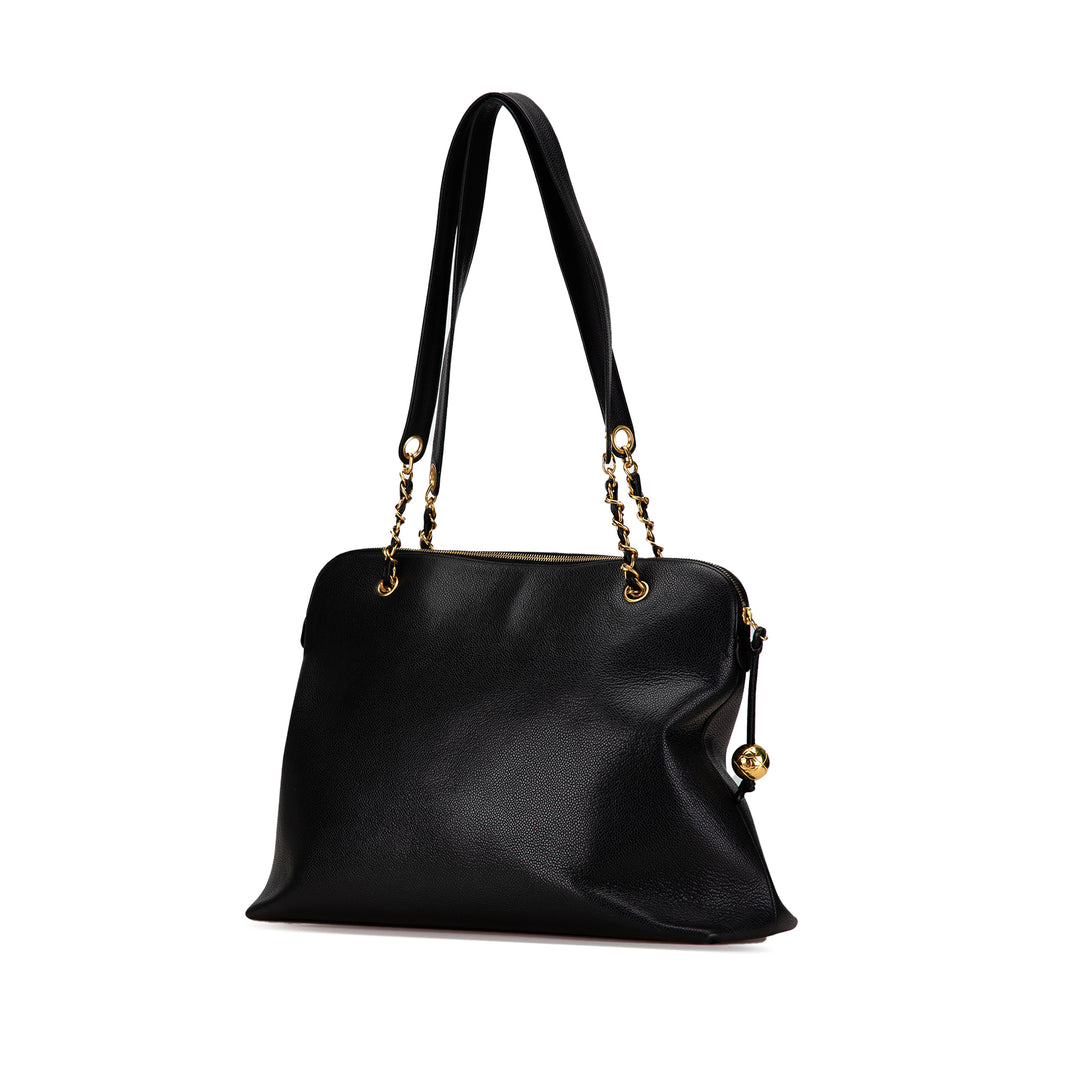 CC Caviar Shoulder Bag Black - Gaby Paris