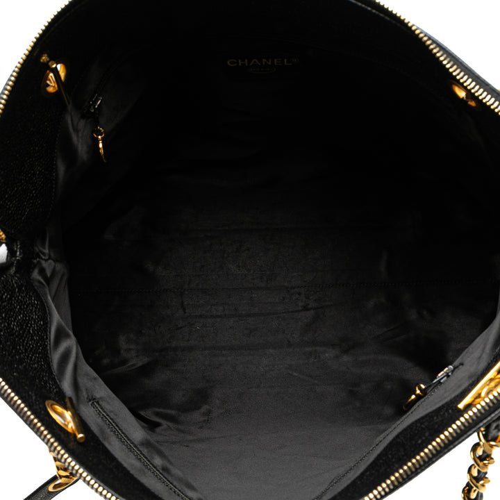 CC Caviar Shoulder Bag Black - Gaby Paris